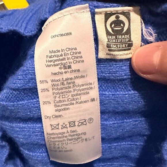 Madewell Cropped Mock Neck Sweater, Bright Blue, size S - Picture 7 of 7